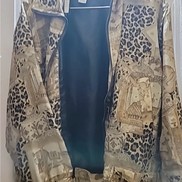 Lady Bear Vintage Silk Animal Print Jacket – Women’s Size Large - Picture 4 of 5